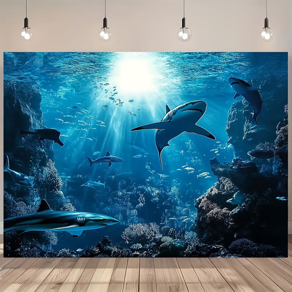 웅장한 심해 상어 벽걸이 태피스트리, 푸른 바다 해양생 - Ocean Aquarium 리뷰 및 가격