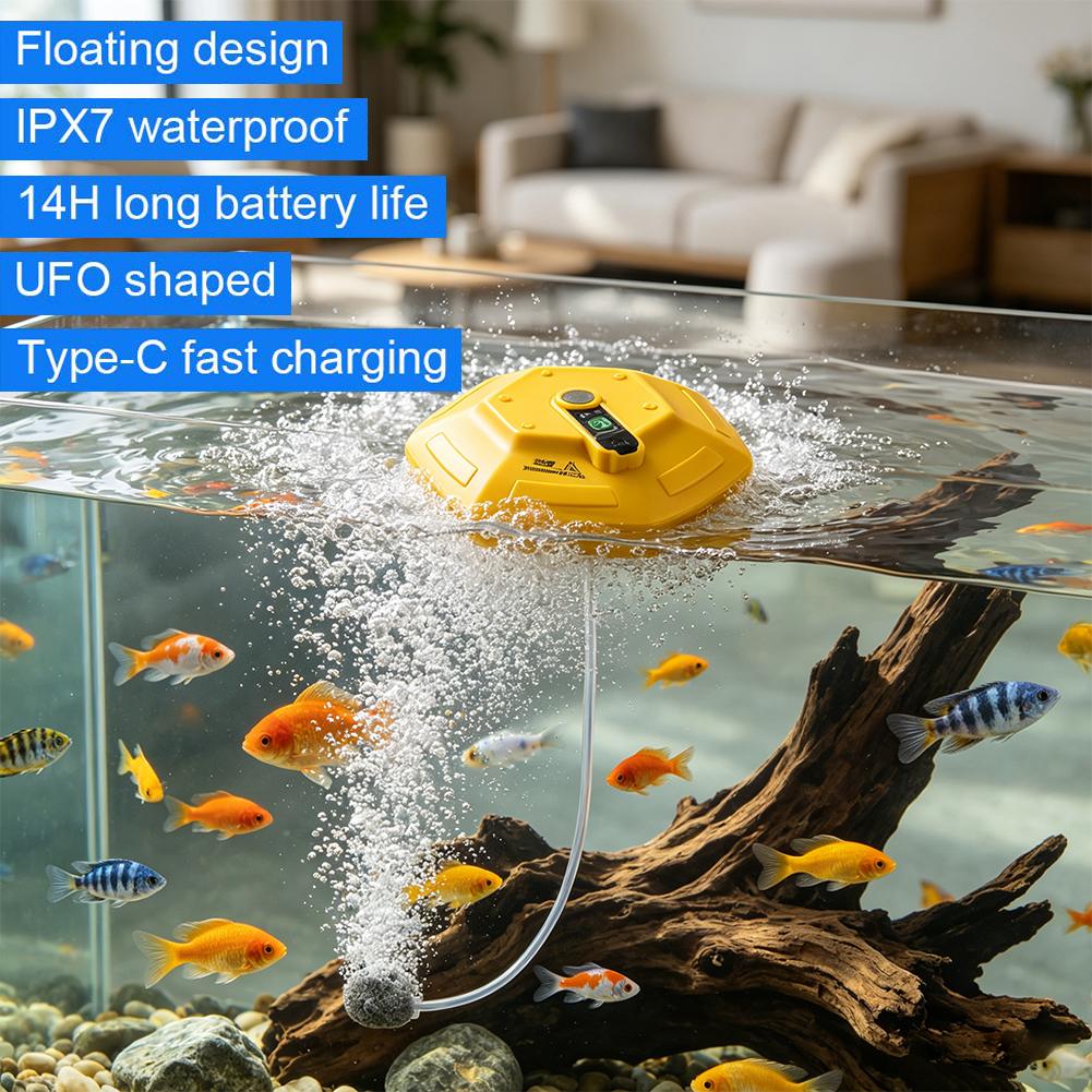 휴대용 수상 어항 산소 펌프, 3000mAh 충전식 에 - Marine Fish Tank 리뷰 및 가격